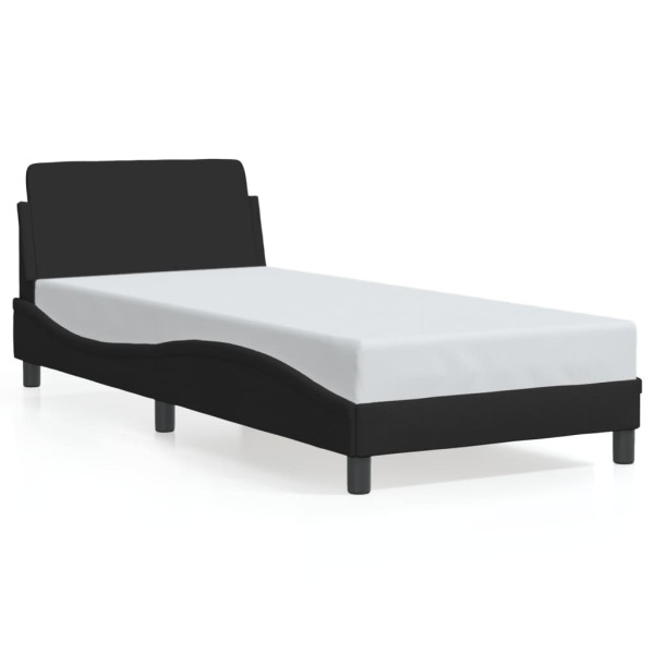 Łóżko tapicerowane rama łóżka ze stelażem do sypialni czarne 90x200cm 707565