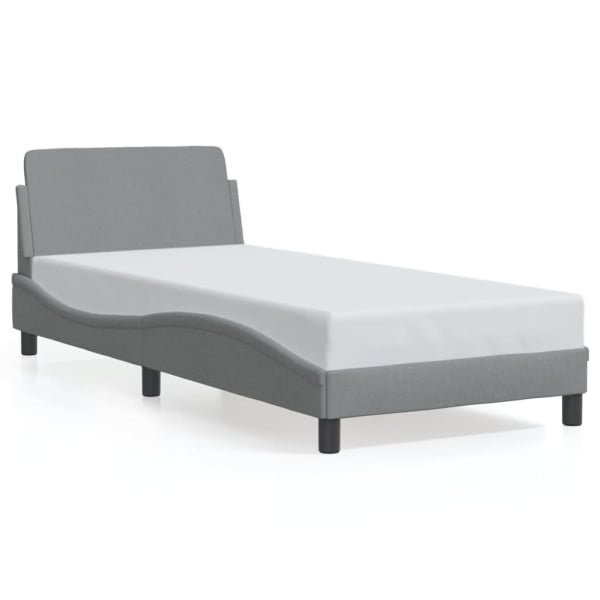 Łóżko tapicerowane rama łóżka ze stelażem szara do sypialni 90x200 cm 707695