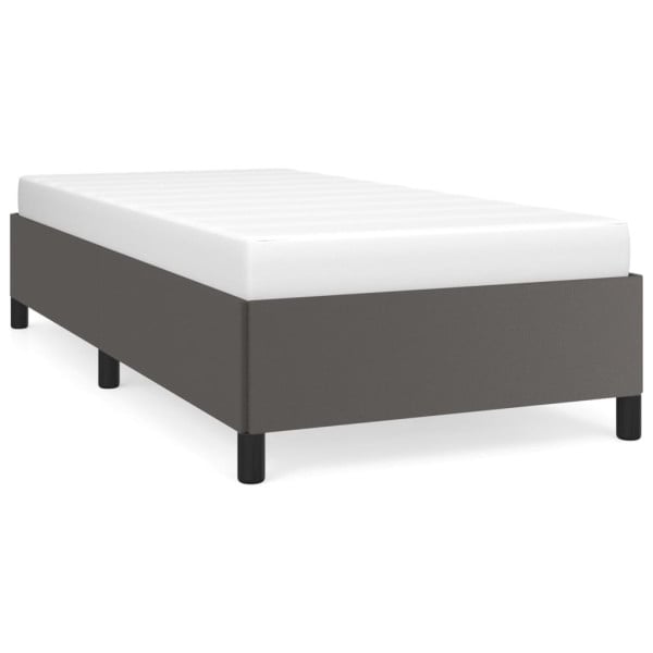 Łóżko tapicerowane rama łóżka ze stelażem szara skóra sztuczna 100x200 cm 720611