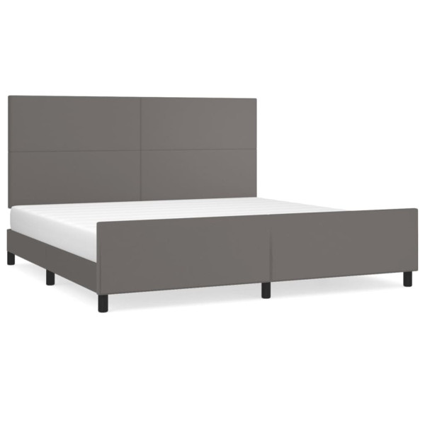 Łóżko tapicerowane rama łóżka ze stelażem szara skóra sztuczna 200x200 cm 707227