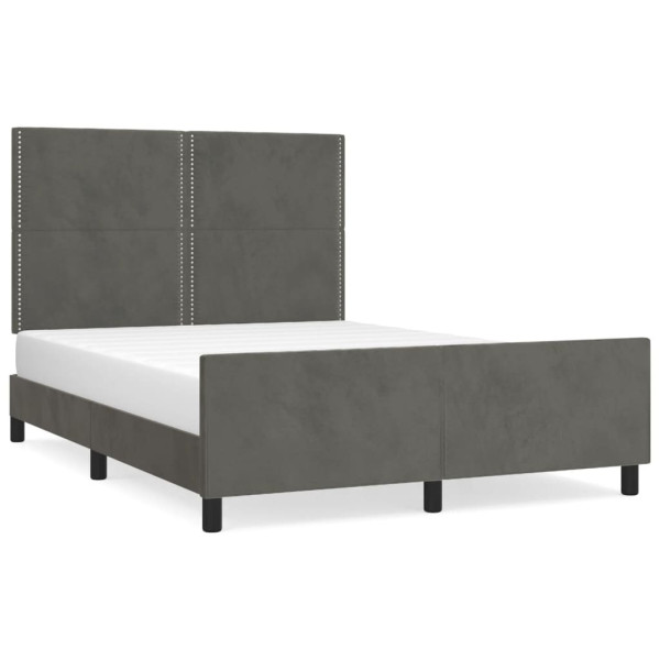 Łóżko tapicerowane rama łóżka ze stelażem szare aksamitne 140x190 cm 705706