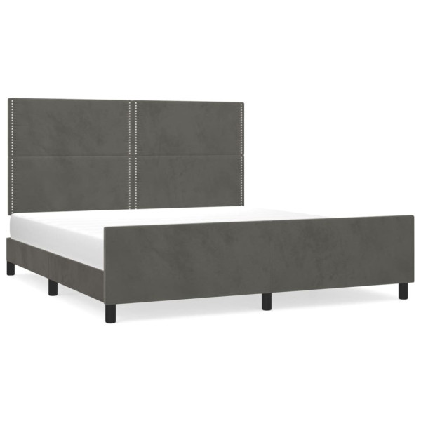 Łóżko tapicerowane rama łóżka ze stelażem szare aksamitne 180x200 cm 720632