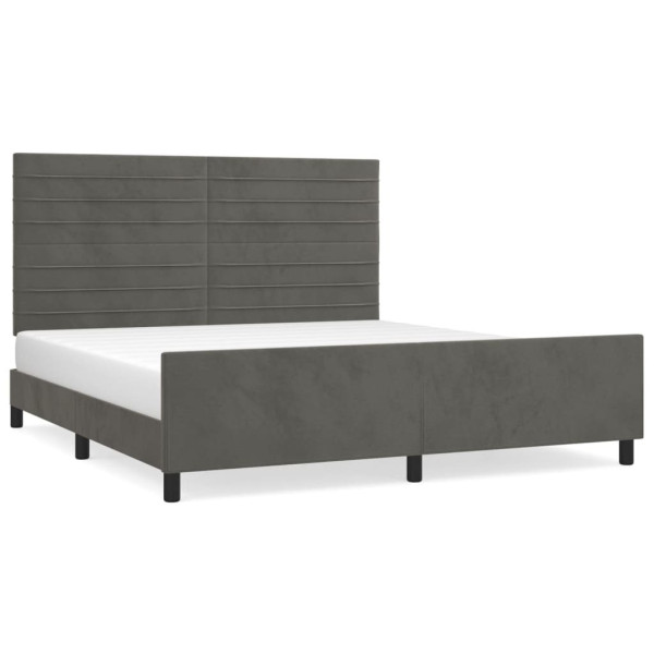 Łóżko tapicerowane rama łóżka ze stelażem szare aksamitne 180x200 cm 705587