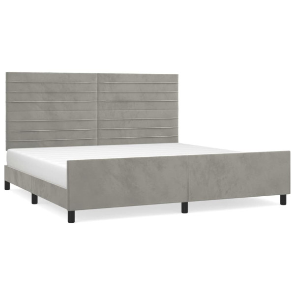 Łóżko tapicerowane rama łóżka ze stelażem szare aksamitne 200x200 cm 720546