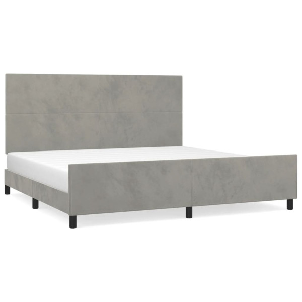 Łóżko tapicerowane rama łóżka ze stelażem szare aksamitne 200x200 cm 720571