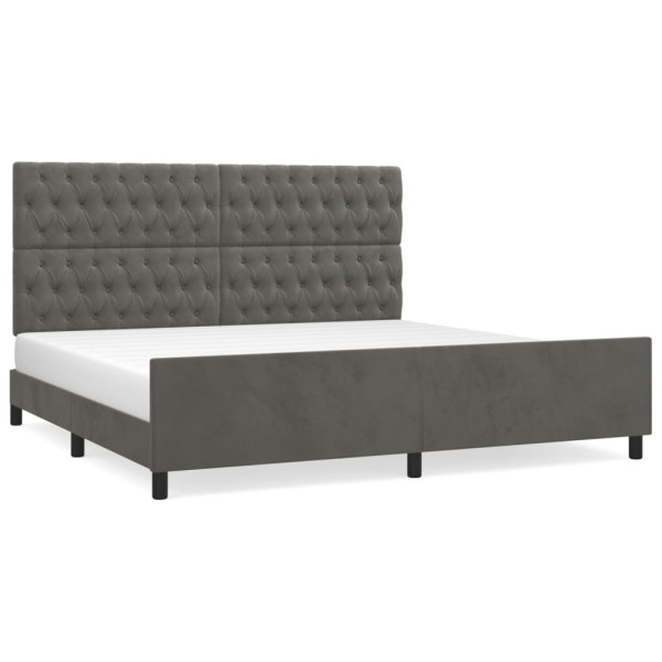 Łóżko tapicerowane rama łóżka ze stelażem szare aksamitne 200x200 cm 705449