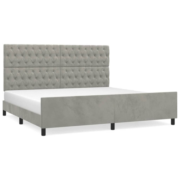 Łóżko tapicerowane rama łóżka ze stelażem szare aksamitne 200x200 cm 705676