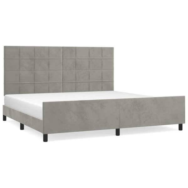 Łóżko tapicerowane rama łóżka ze stelażem szare aksamitne 200x200 cm 706799