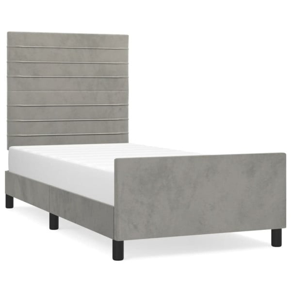 Łóżko tapicerowane rama łóżka ze stelażem szare aksamitne 80x200 cm 706732