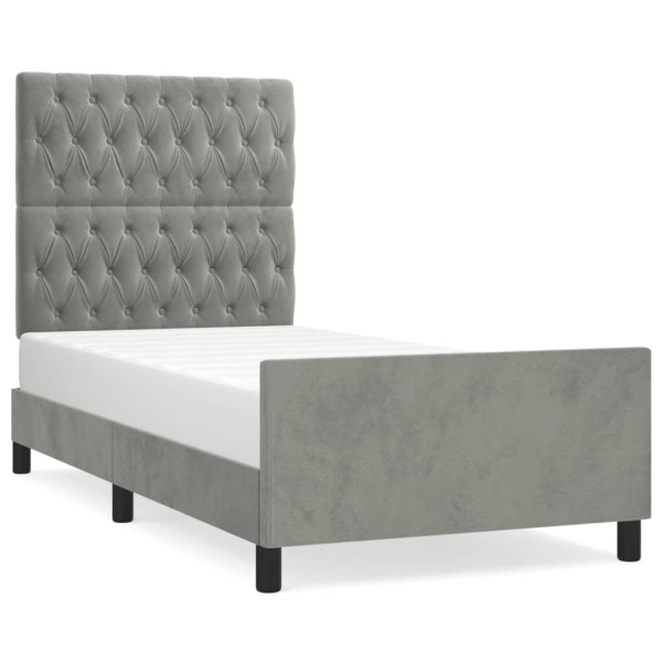 Łóżko tapicerowane rama łóżka ze stelażem szare aksamitne 90x200 cm 706524