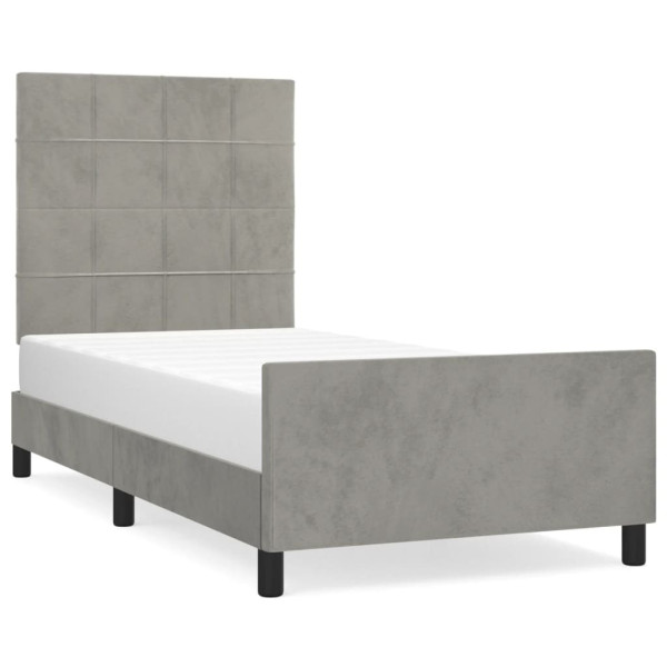 Łóżko tapicerowane rama łóżka ze stelażem szare aksamitne 90x200 cm 706631