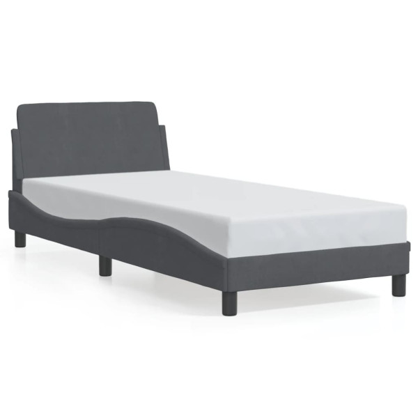 Łóżko tapicerowane rama łóżka ze stelażem szare aksamitne 90x200 cm 706924
