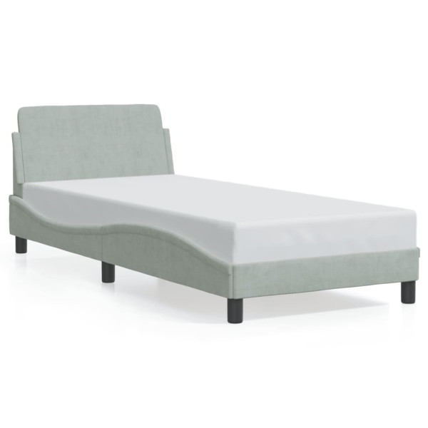 Łóżko tapicerowane rama łóżka ze stelażem szare aksamitne 90x200 cm 720573