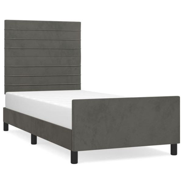 Łóżko tapicerowane rama łóżka ze stelażem szare aksamitne 90x200 cm 705222