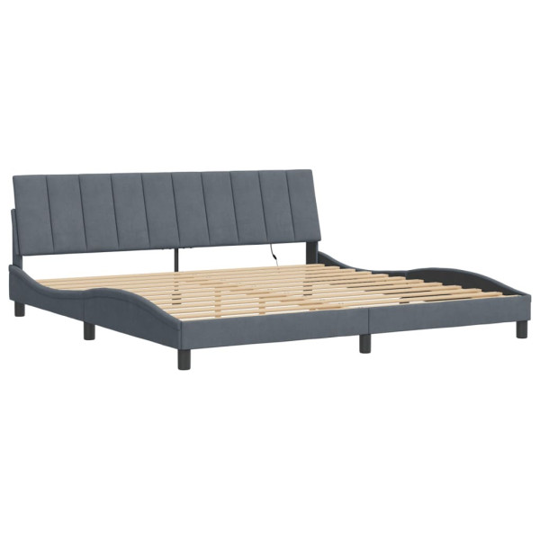 Łóżko tapicerowane rama łóżka ze stelażem szare aksamitne led 200x200 cm 706304