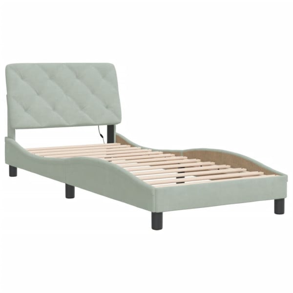 Łóżko tapicerowane rama łóżka ze stelażem szare aksamitne led 80x200 cm 705780