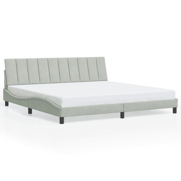 Łóżko Tapicerowane Rama Łóżka Ze Stelażem Szary Aksamit LED 200x200 cm 820355