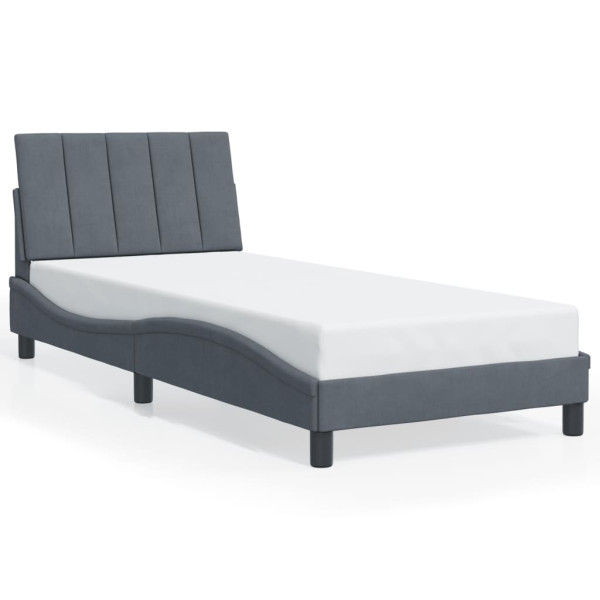 Łóżko Tapicerowane Rama Łóżka Ze Stelażem Szary Aksamit LED 80x200 cm 820750